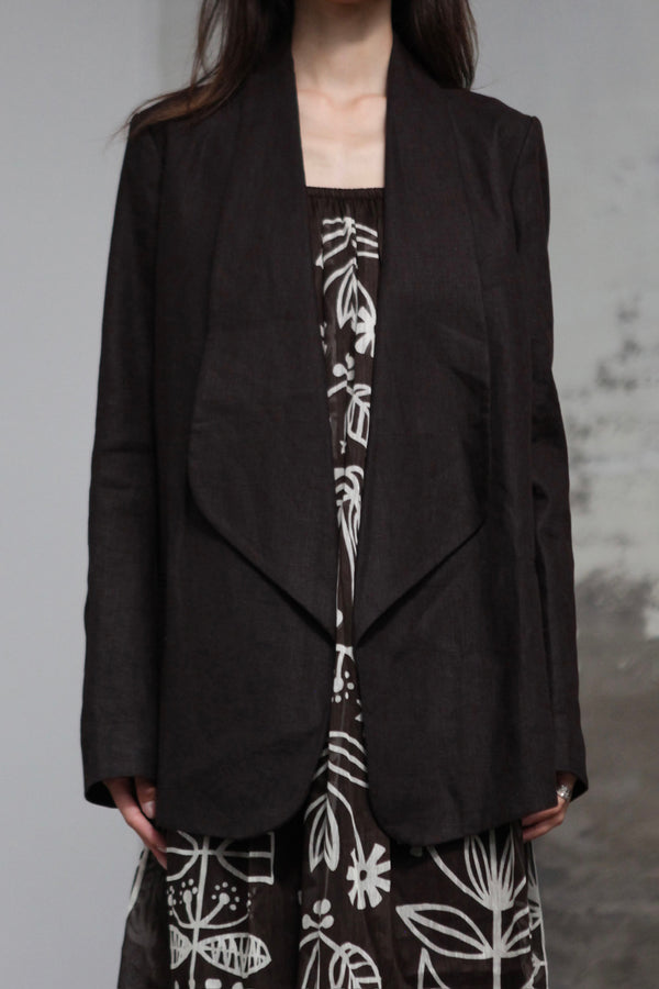 INTO THE EAST 25 Autumn and Winter Brown Linen Wide Collar Suit ITE-E1DGSS003CF20SU-KA Brown